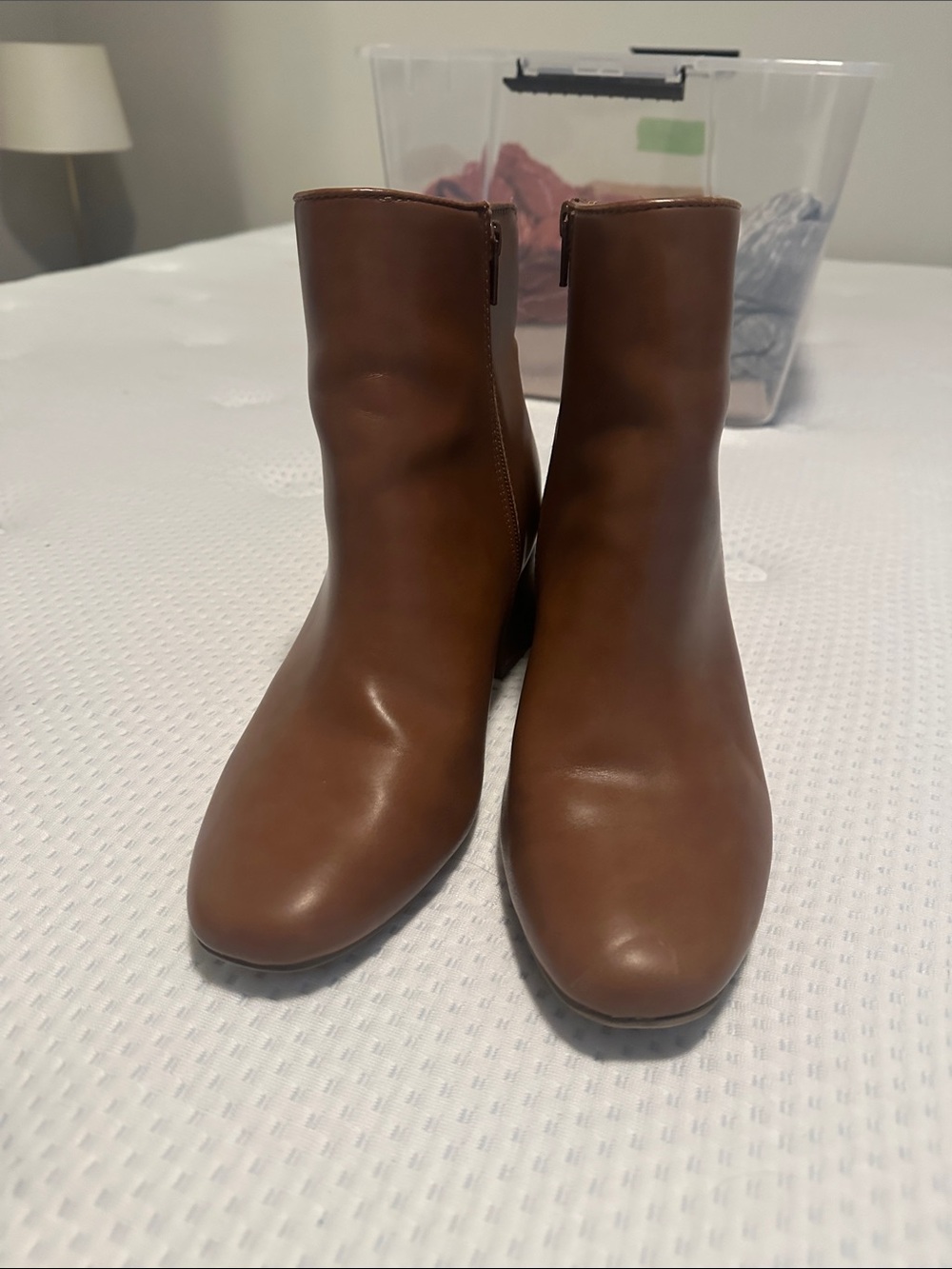 A New Day Brown Leather Ankle Booties